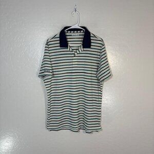 Bonobos Golf Polo Shirt Mens Large White Striped Slim Fit Performance Casual